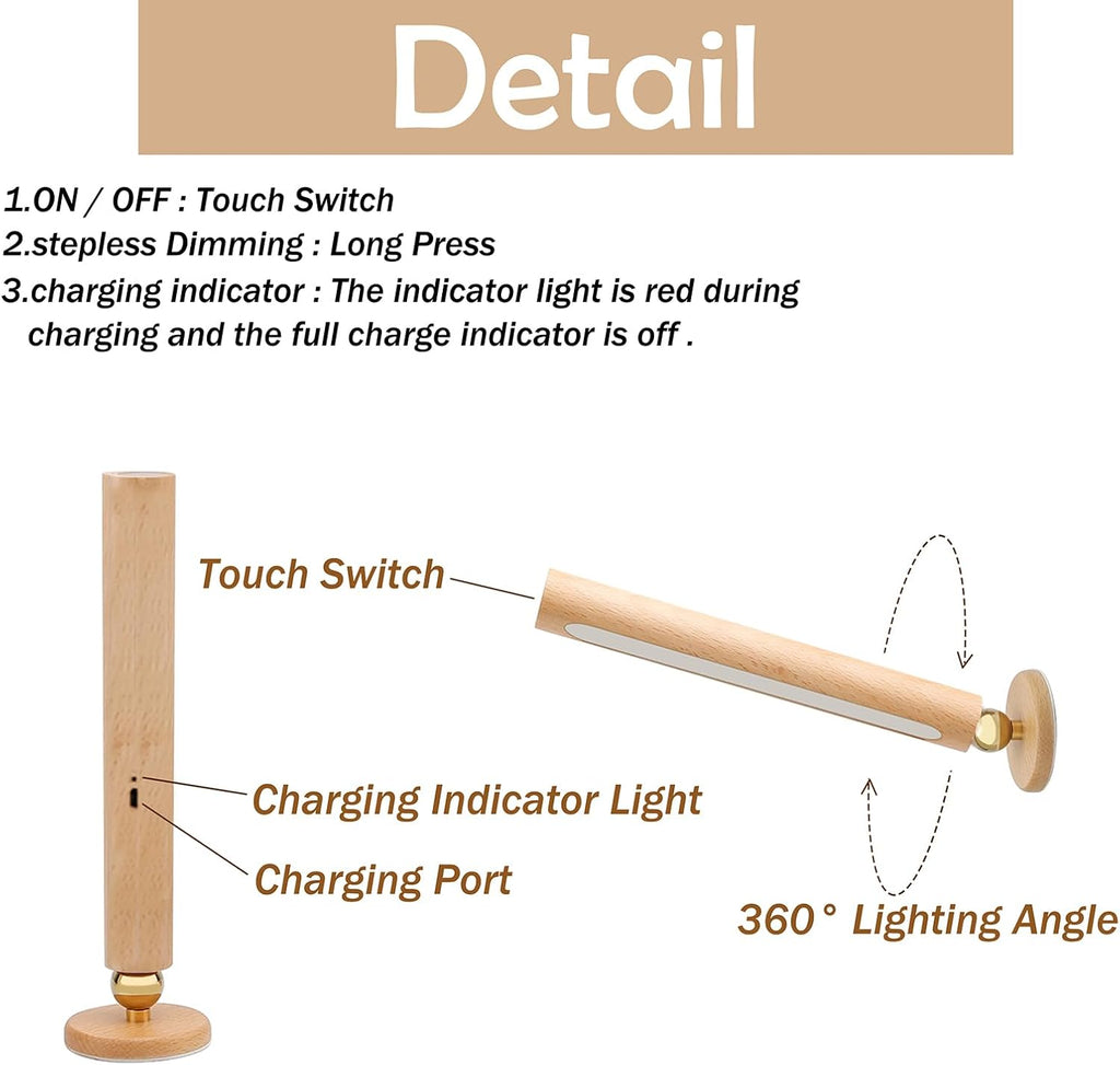 360° Rotatable Wooden LED Wall Lamp