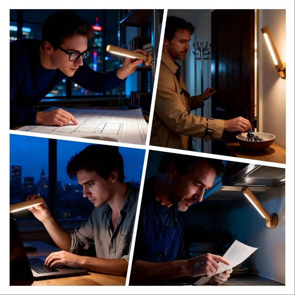 360° Rotatable Wooden LED Wall Lamp
