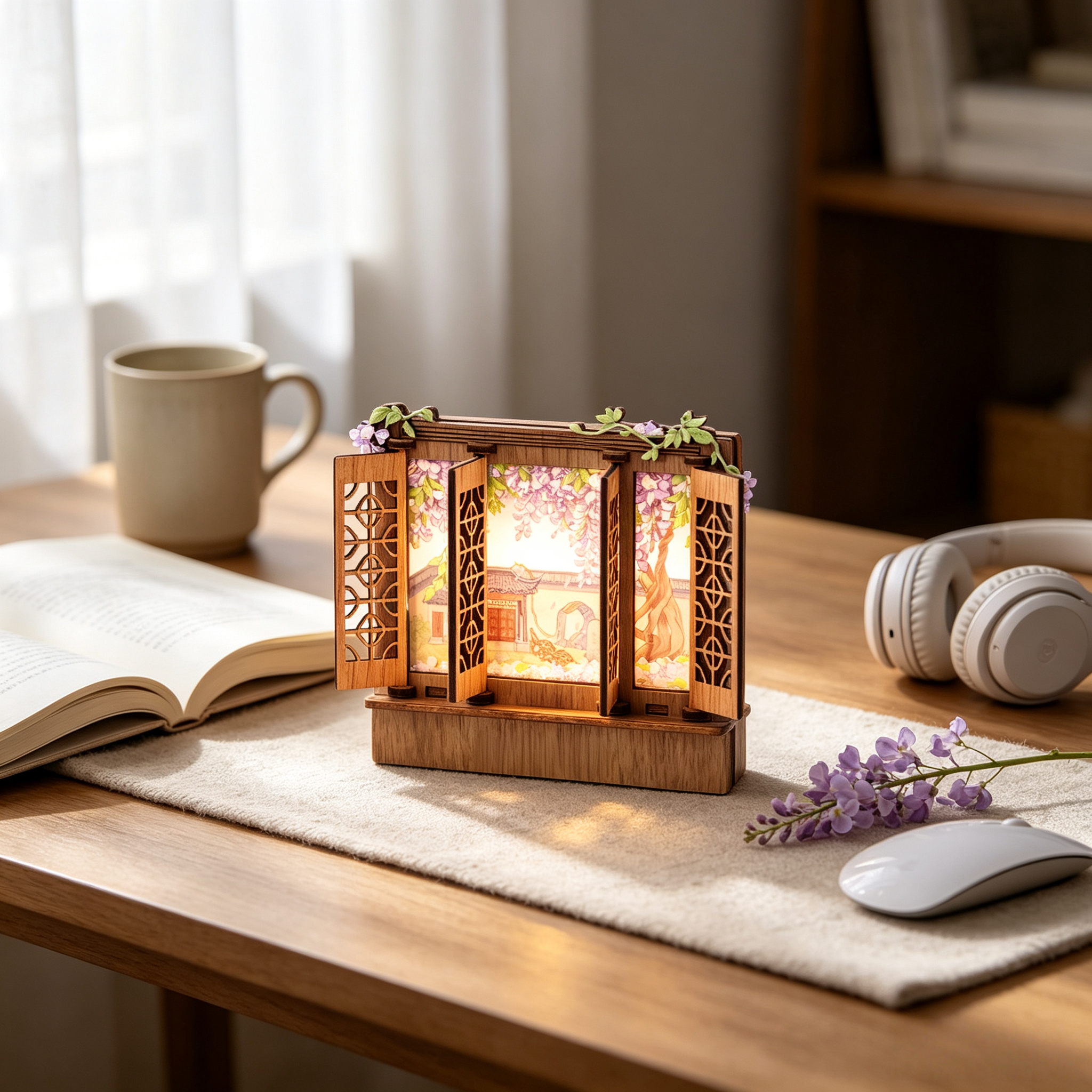 Wooden Chinese Lattice Window Refrigerator Magnet
