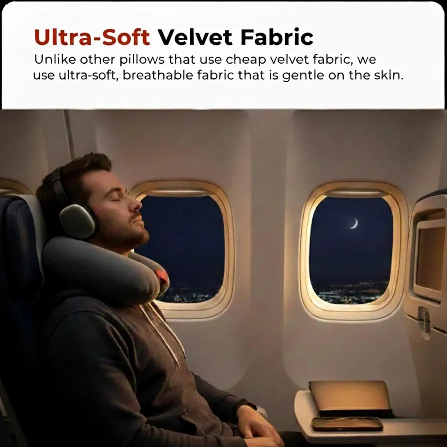 Trajectory Travel Neck Pillow for Travelling and Sleeping in Airplane Flight, Cab, Car, Train, Bus for Men and Women Grey 
