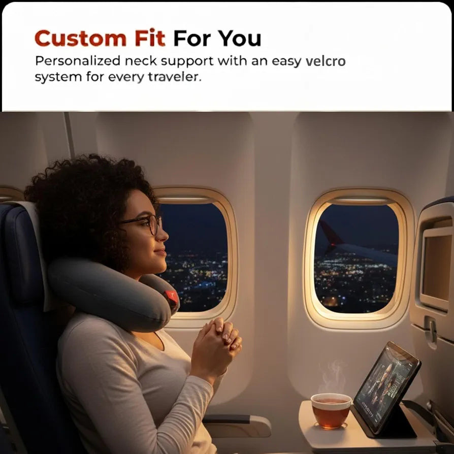 Trajectory Travel Neck Pillow for Travelling and Sleeping in Airplane Flight, Cab, Car, Train, Bus for Men and Women Grey 