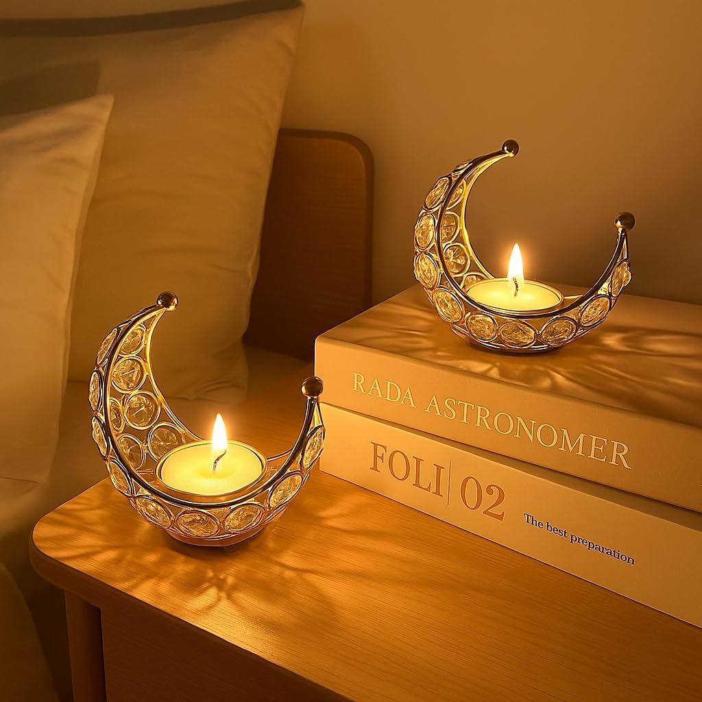 Moon Shaped Tea Light Candle Holder