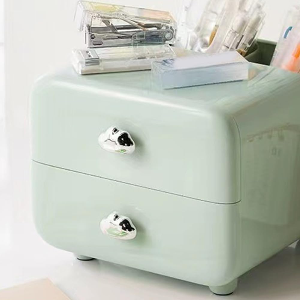 2-Drawer Mini Desktop Organizer with Back Pen Holders.
