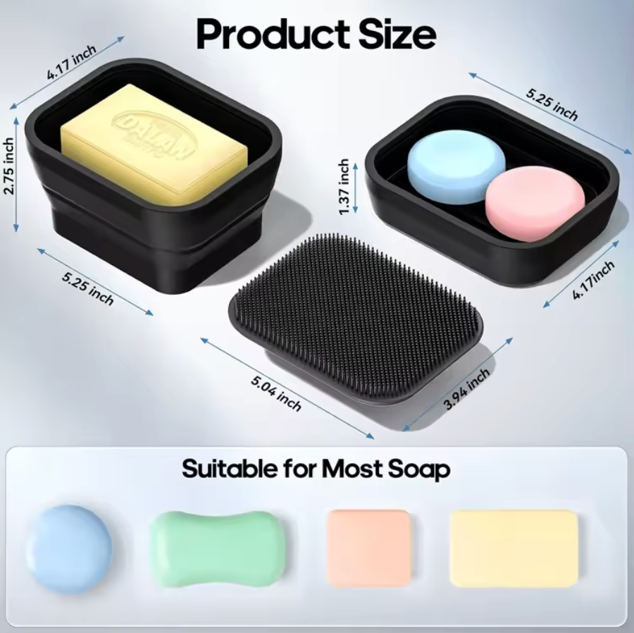 2-in-1 Premium Soap Dish with Silicone Body Scrubber