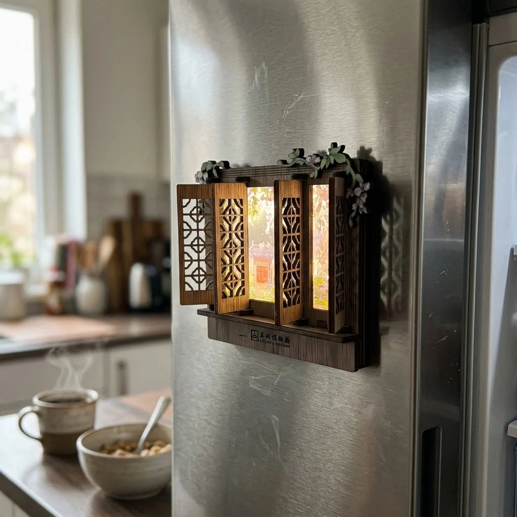 Wooden Chinese Lattice Window Refrigerator Magnet