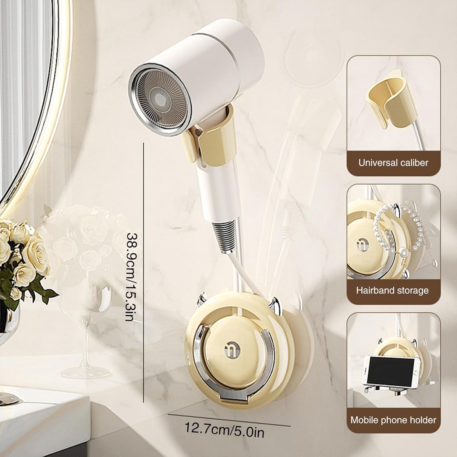 Wall Mounted Hair Dryer Holder