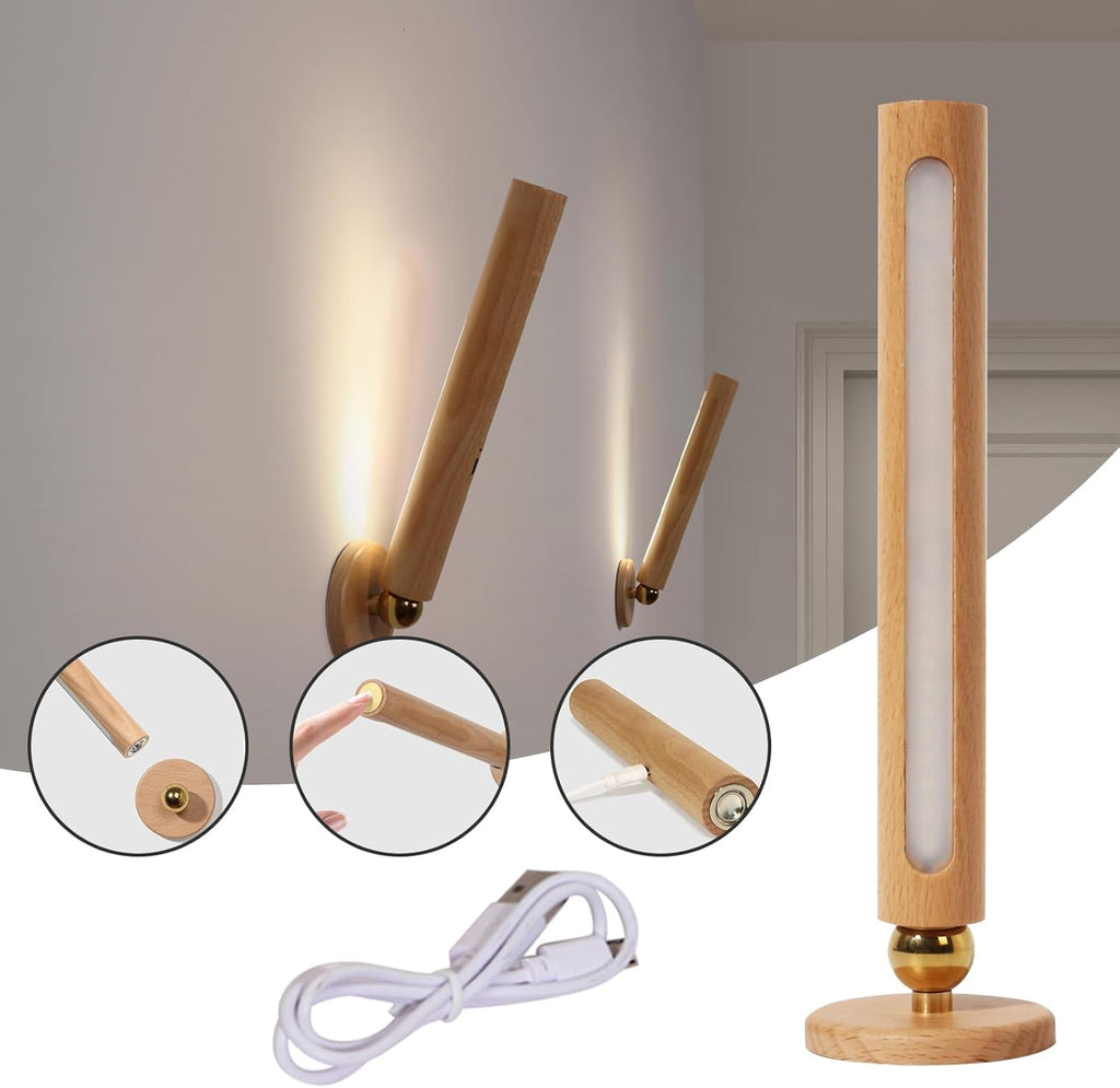 360° Rotatable Wooden LED Wall Lamp