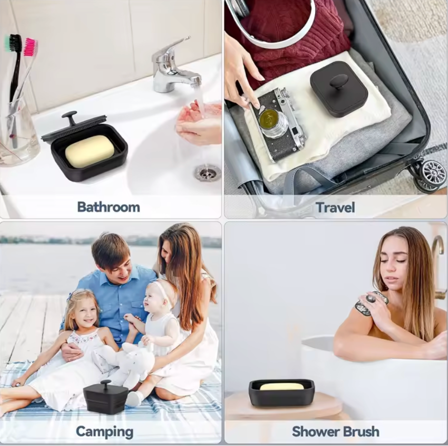 2-in-1 Premium Soap Dish with Silicone Body Scrubber