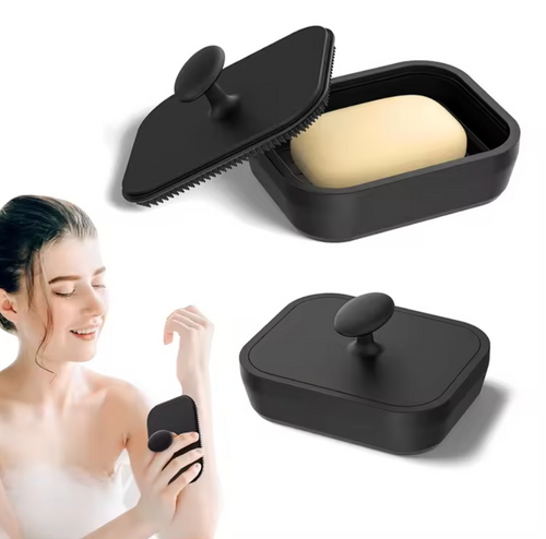 2-in-1 Premium Soap Dish with Silicone Body Scrubber