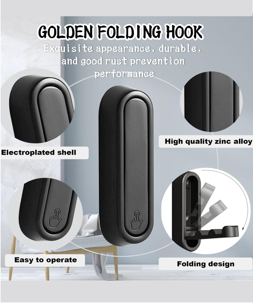 Wall Mounting Foldable Hanging Hook (pack of 2)
