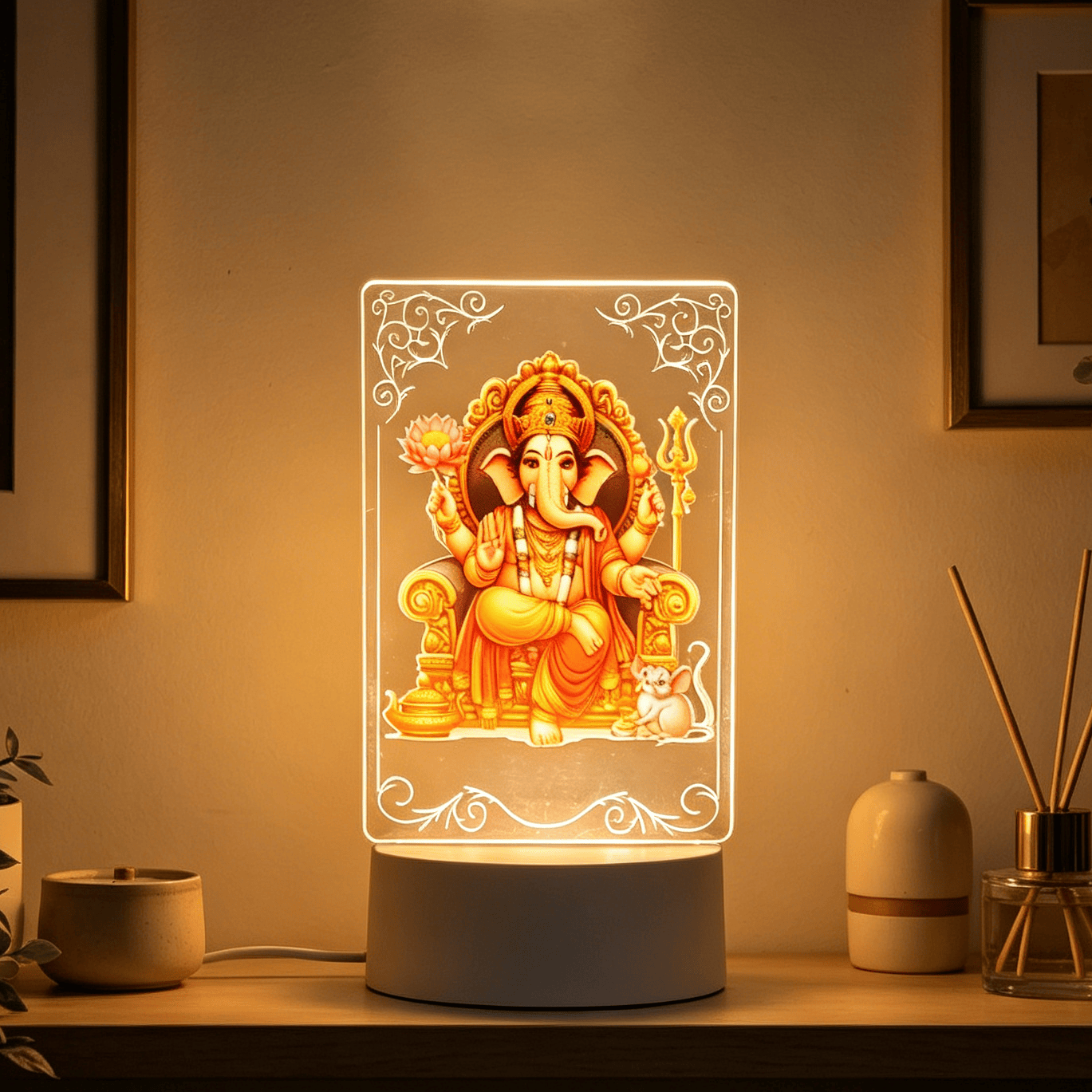 3D Lord Ganesh Light Frame